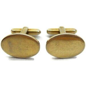 Hickok Brushed Gold Tone Oval Vintage Cufflinks Tux Shirt Dress Suit Vintage